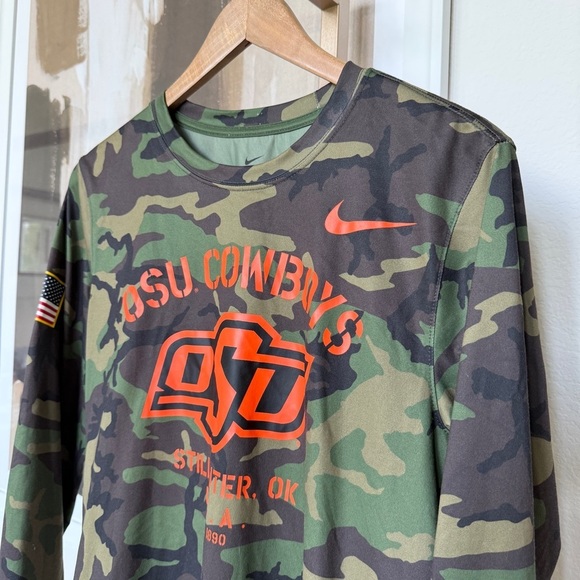 Nike Men's Camo OSU Cowboys Military Appreciation Long Sleeve Tee S DRI-FIT - Picture 7 of 12
